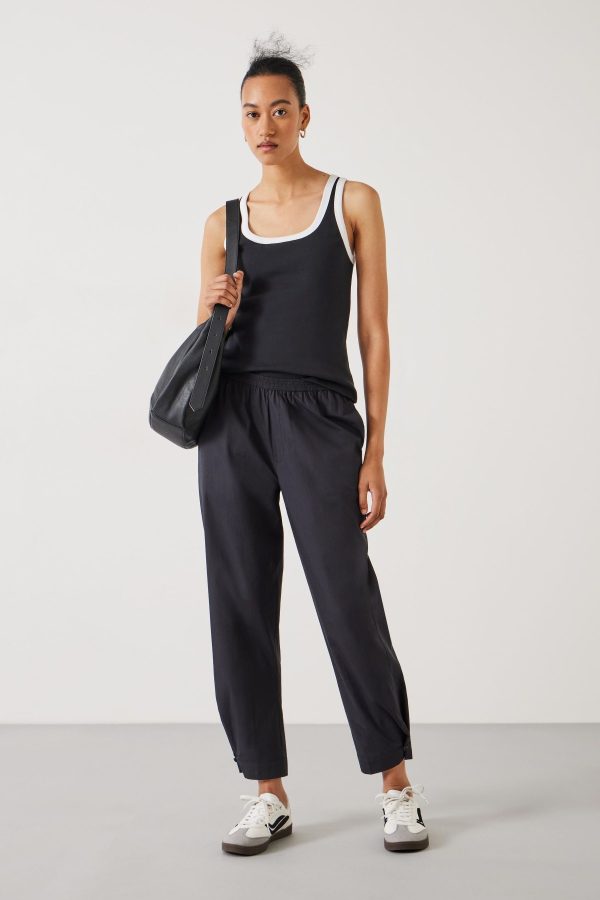 XLSHOLE180227 Black Cotton Poplin Easy Trousers